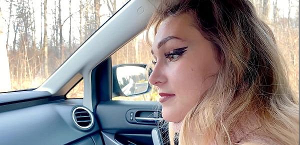  Blonde Deep Sucks Cock and Gets Cum in Mouth While No One Sees - In Car